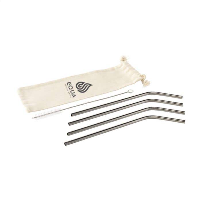 ECO RVS 4 pieces Straw Set stainless-steel straws
