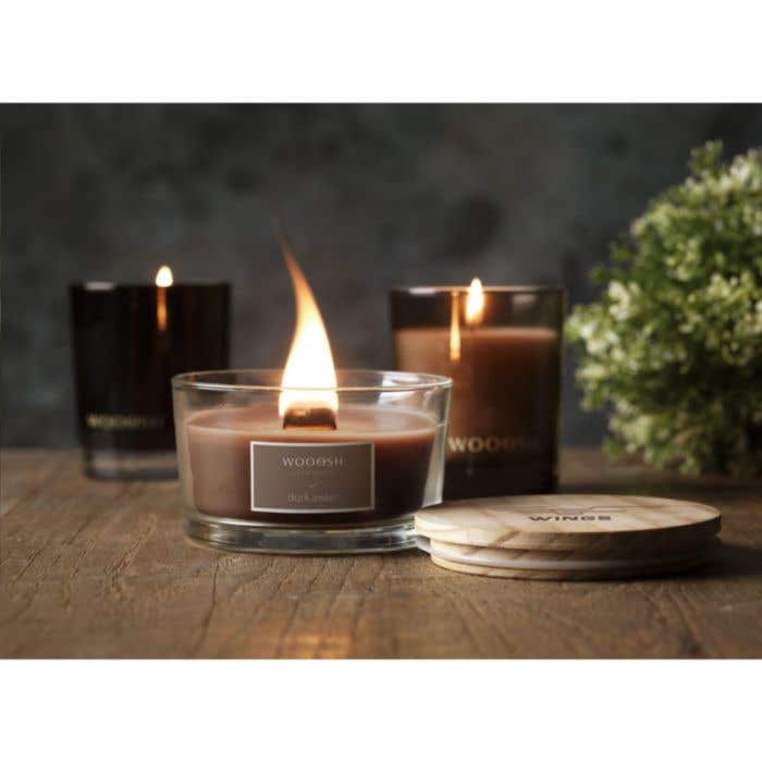 Wooosh Flame Scented Candle Dark Amber bougie parfumée