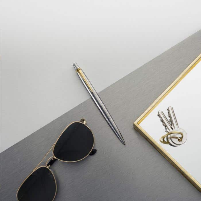 Parker Jotter Stylo recyclé en acier inox - bleu