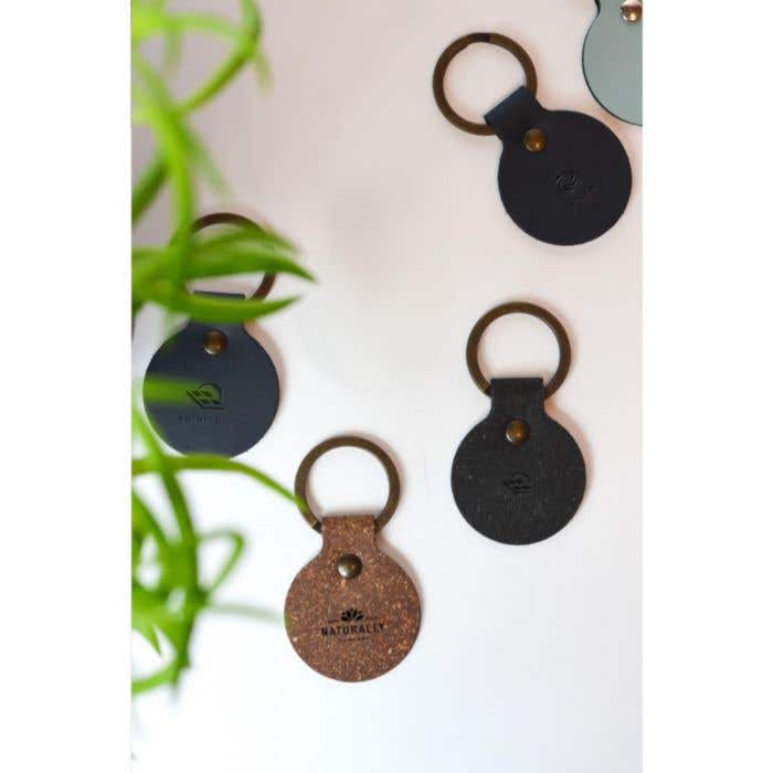 Recycled Leather Keyring Round porte-clés