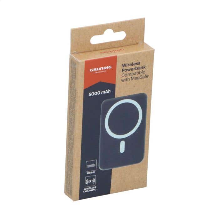 Grundig Powerbank Wireless 5000mAh – Ricarica MagSafe, Compatta Con Cavo USB-C Incluso