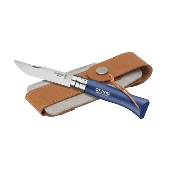 Opinel Colorama No 08 zakmes in een  riemetui