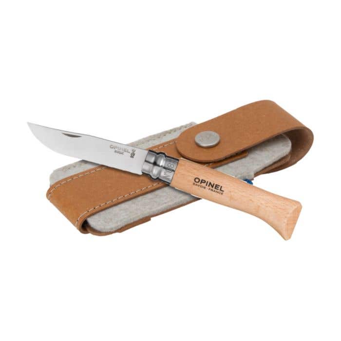 Opinel Inox No 08 couteau de poche en étui à couteau