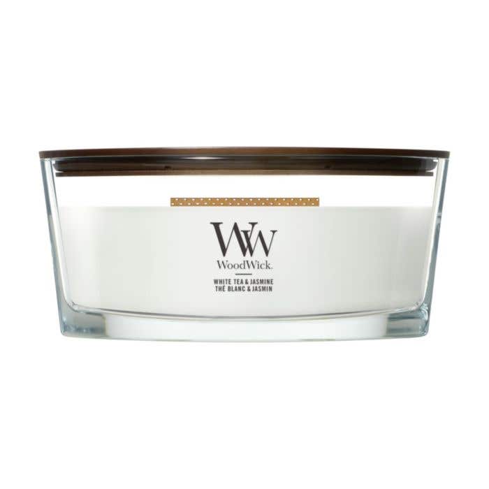 WoodWick White Tea & Jasmine Ellipse Candle bougie parfumée